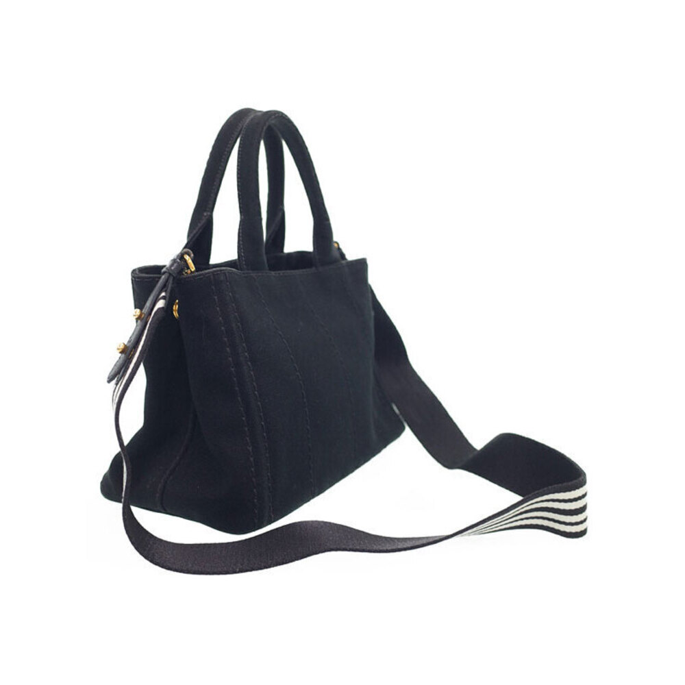 Prada Black Tote canvas handles handbag Canapa 2way top